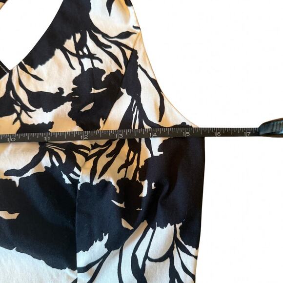 ELLE Black White Floral Fit & Flare Crossback Dress Size 4 769S - Picture 4 of 9